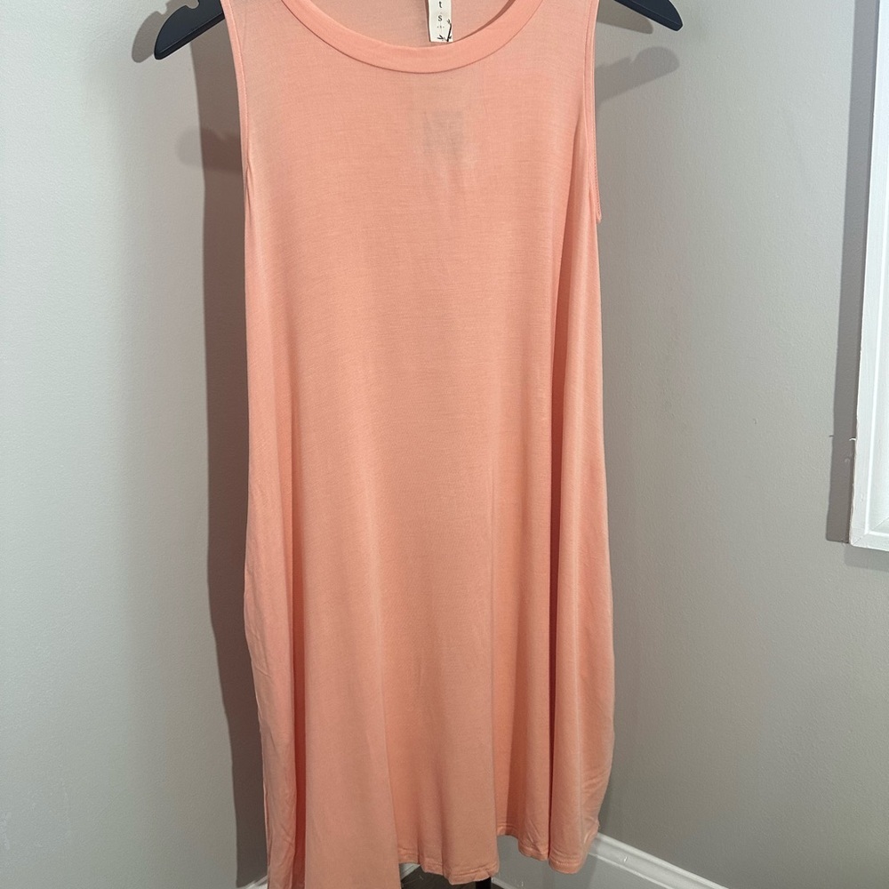 mittoshop Sleeveless Peach Tank Dress Bamboo Swing Dress Kentucky Derby Dress - Picture 6 of 15